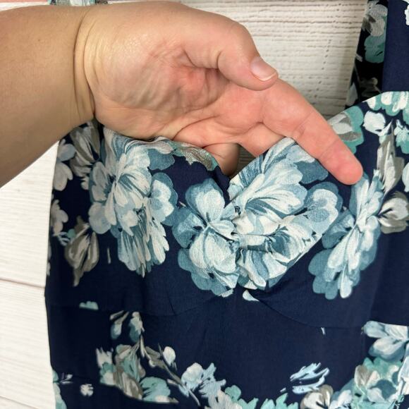 Floral Sleeveless Dress - Blue and Green - Picture 4 of 9